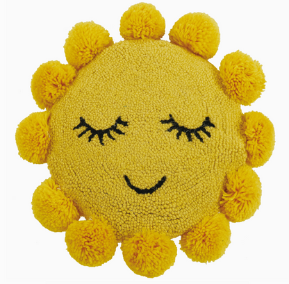 Sunshine Hook Pillow with Pom Poms