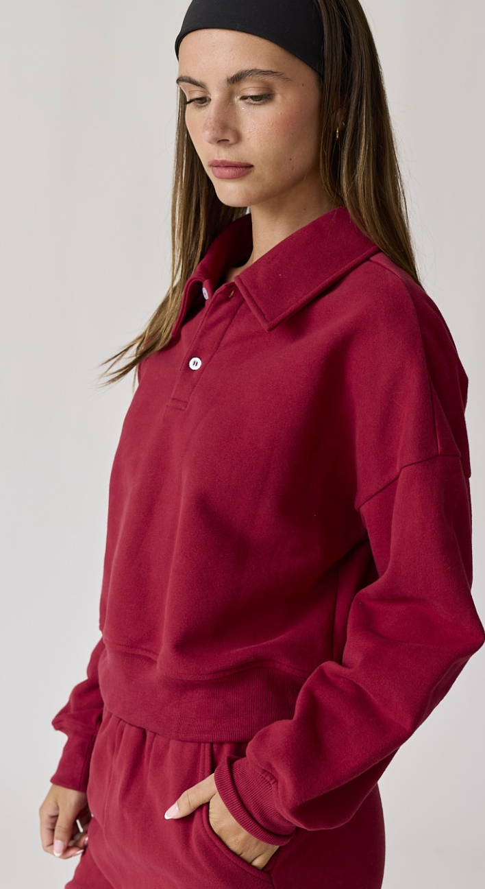 Lyla Polo Sweatshirt  BURGUNDY