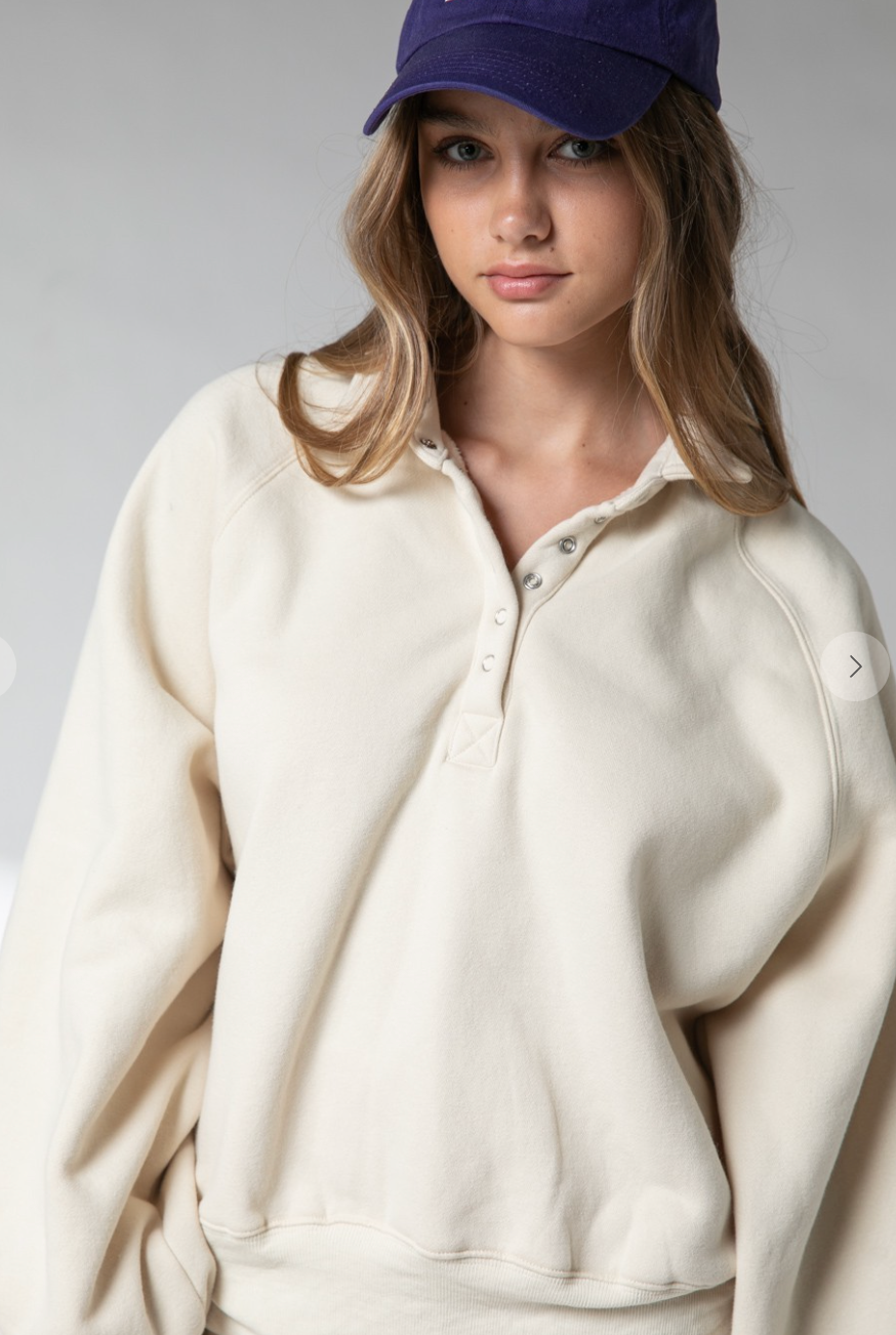 Lyla Polo Sweatshirt  CREAM