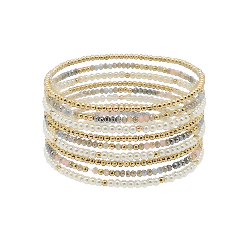 Gold/Grey Set of 9 Bracelet Set