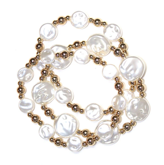 Gold Pearl Set of 4 Bracelets