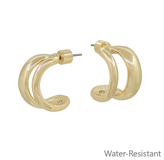 Water Resistant Gold Huggie