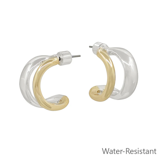 Water Resistant Gold/Silver Huggie