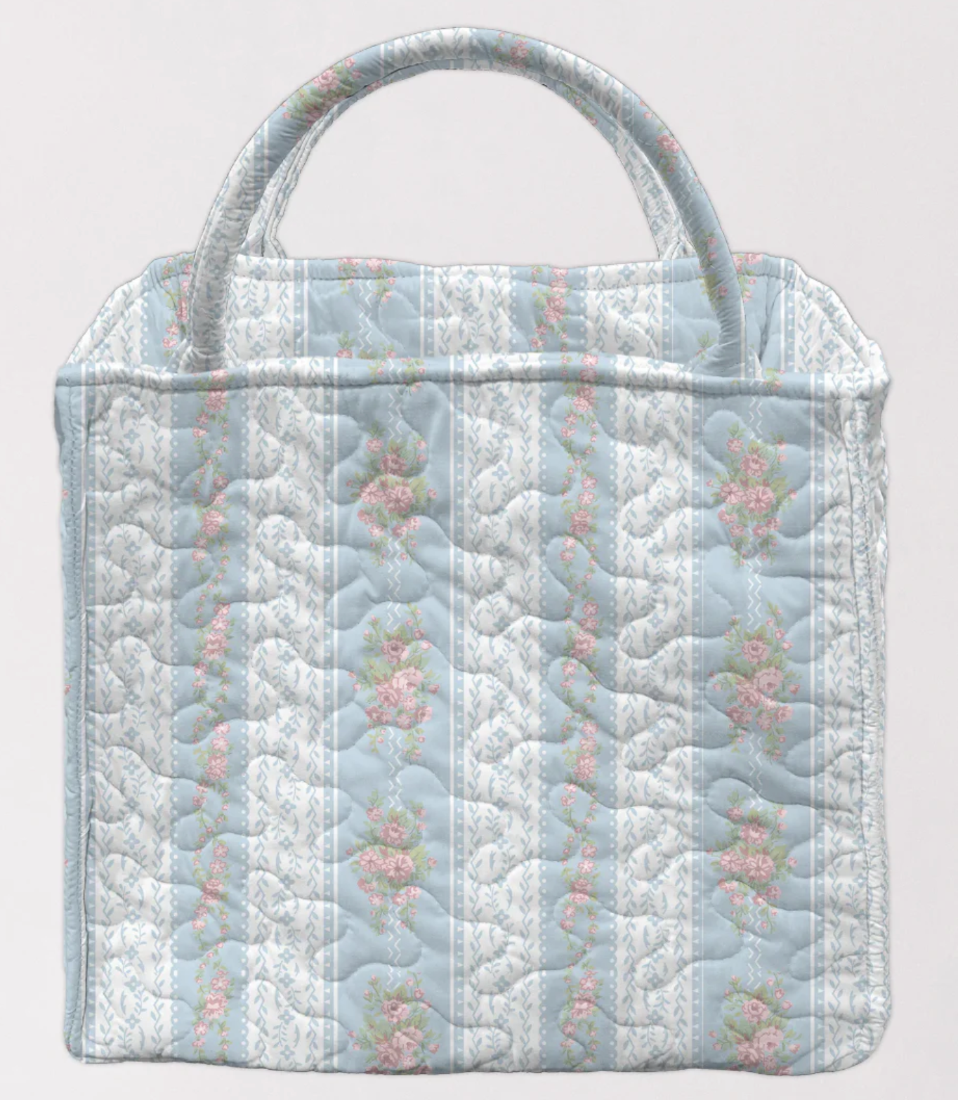 Bella Stripe Blue Quilted Tote Bag