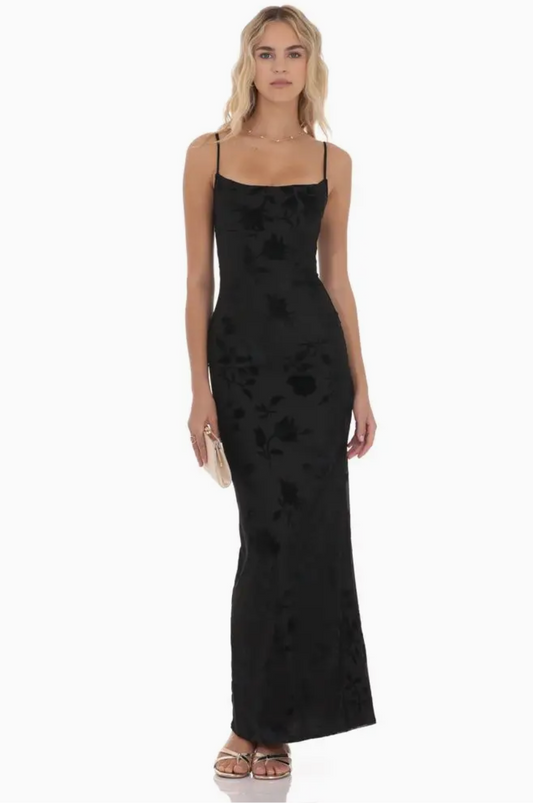 Velvet Floral Formal Dress
