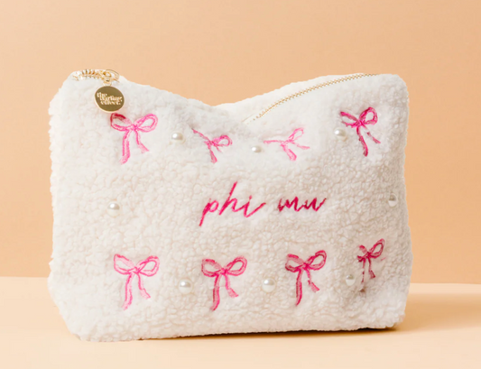 Phi Mu Pearls & Bow Pouch