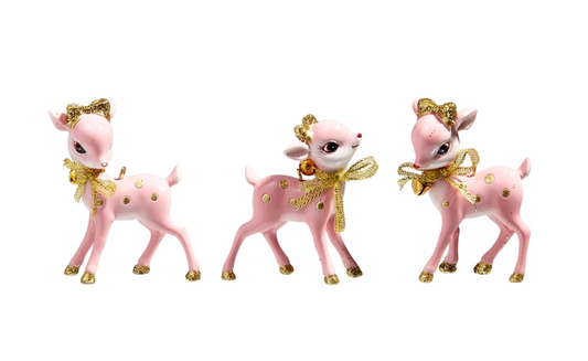 3" Pink Retro Deer Ornament