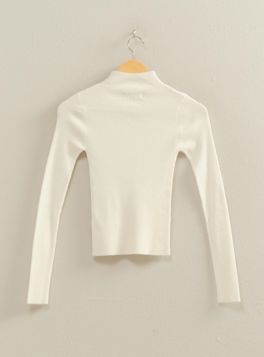 Cream Mock Neck Sweater