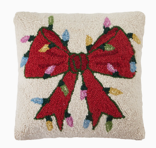 Christmas Bow Lights Pillow