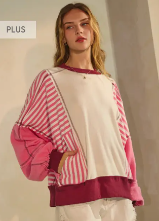 Pink Curvy Pullover