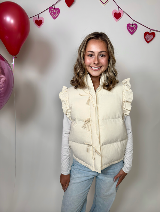 Bow Cream Vest