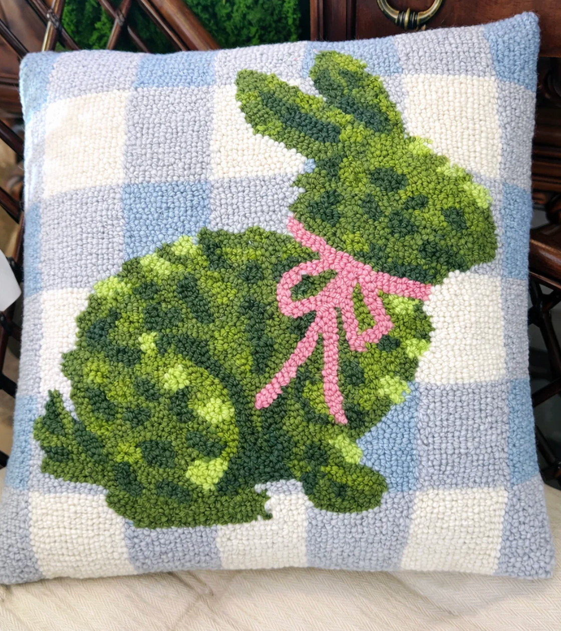 Plaid Bunny Pillow 16x16