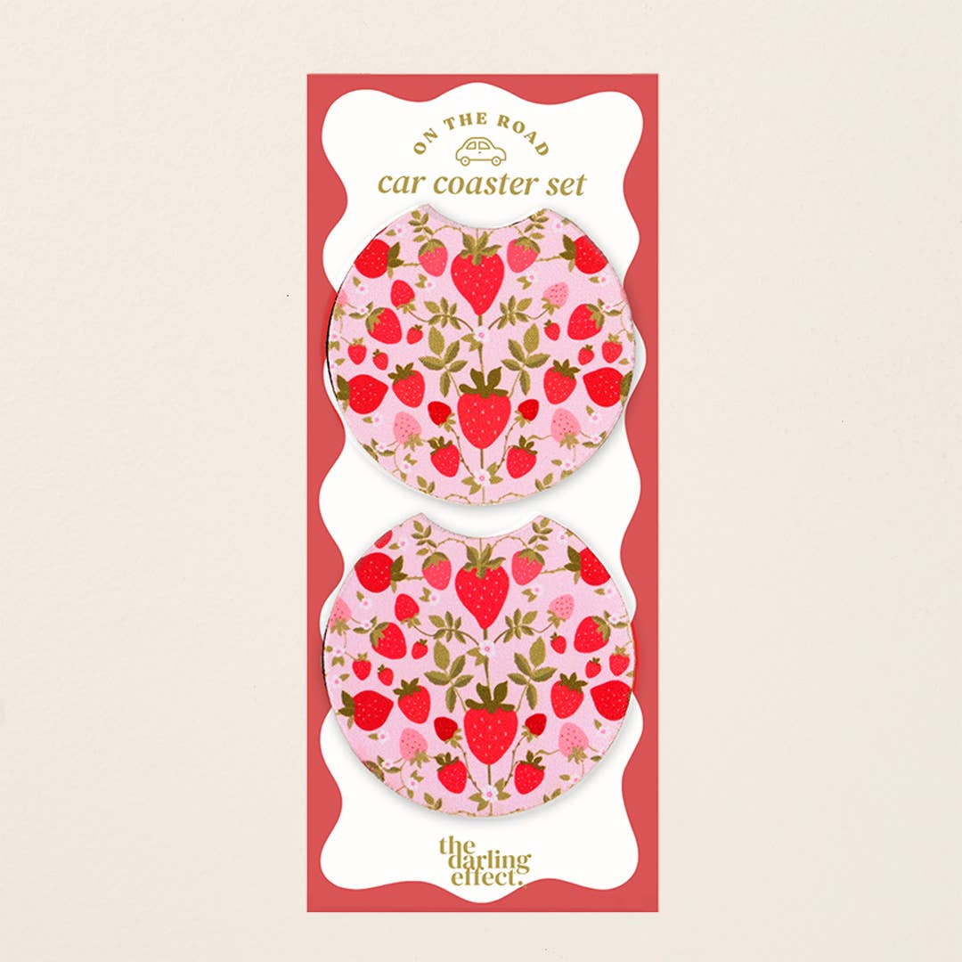 On the Road Car Coasters-Strawberry Fields