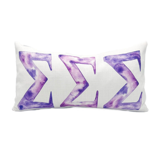 Sigma Sigma Sigma Watercolor Greek Pillow