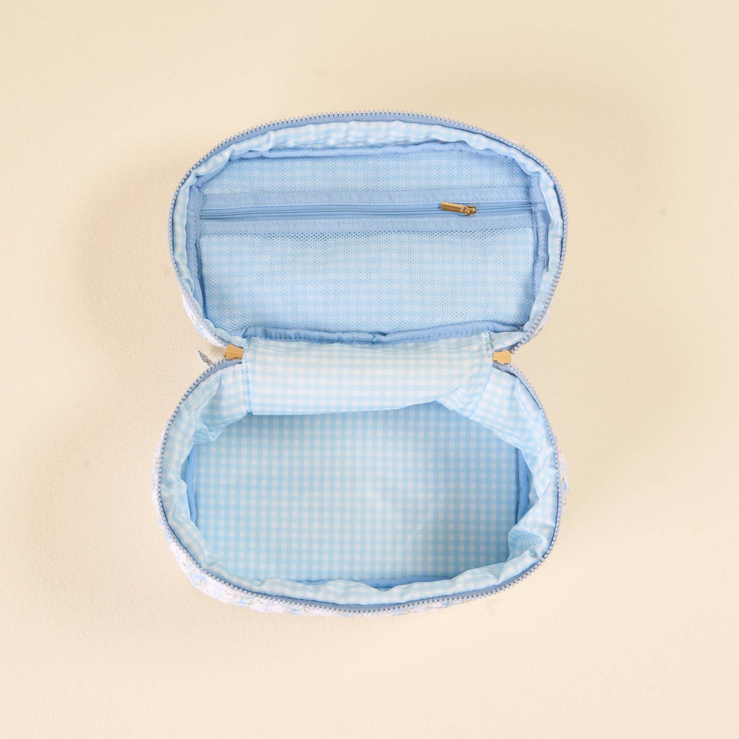 Quilted Cosmetic Bag-Petal Parade Blue