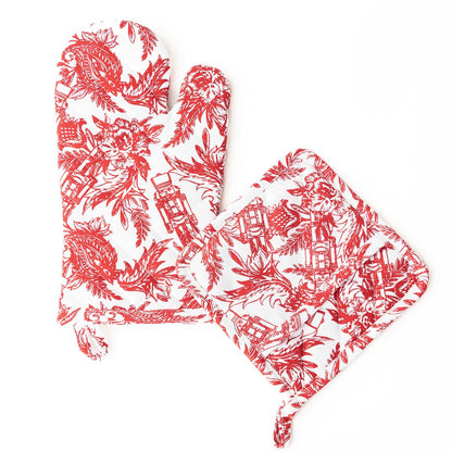 Nutcracker Toile Oven Mitt Pack