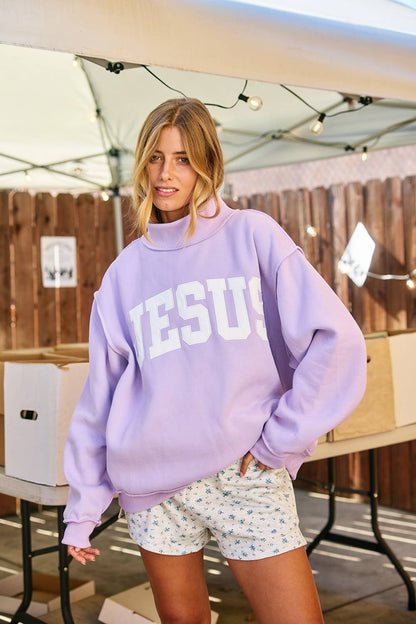 JESUS  Mock Neck Sweatshirt