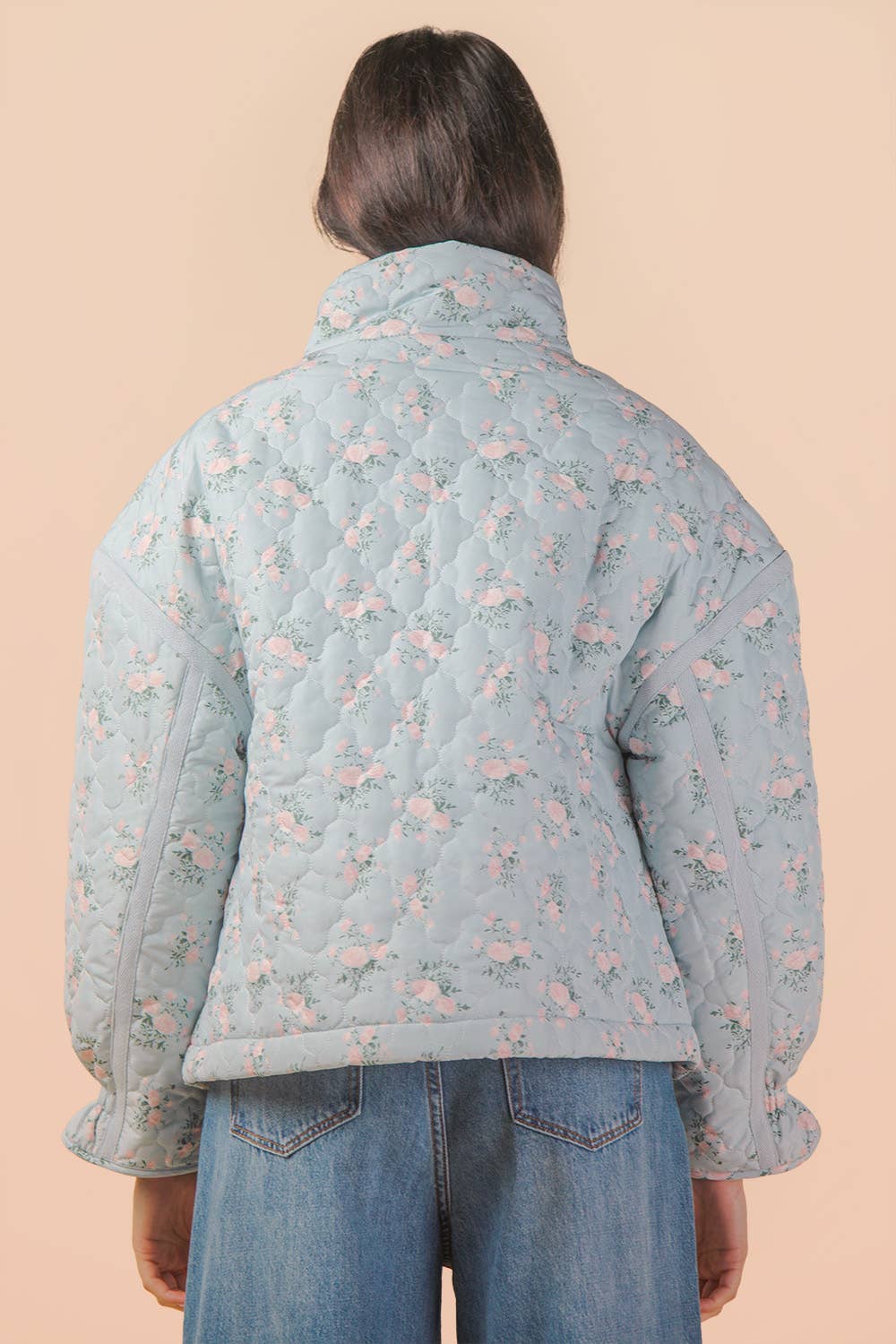 Blue Floral Puffer Jacket