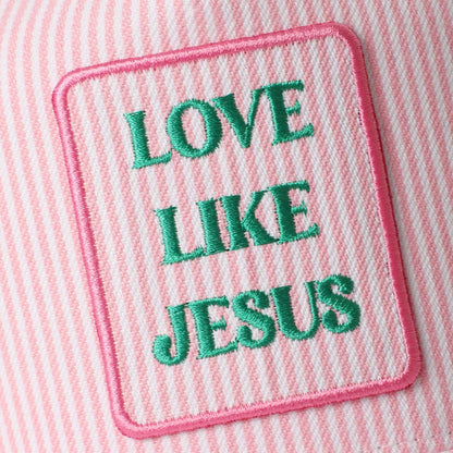 LOVE LIKE JESUS Embroidered Patch Seersucker Trucker Hat