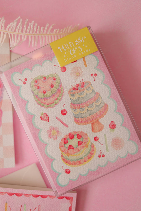 Retro birthday cakes mini card boxed set