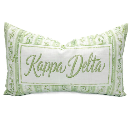 Kappa Delta KD Grandmillennial Sorority Pillow: Velvet