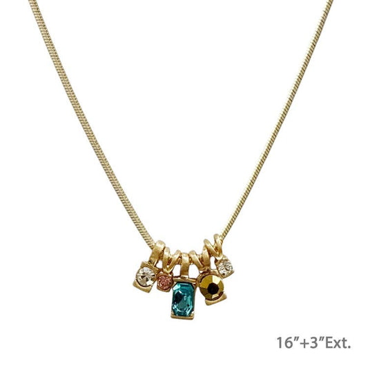 Chain Necklace with Multi Color Charms