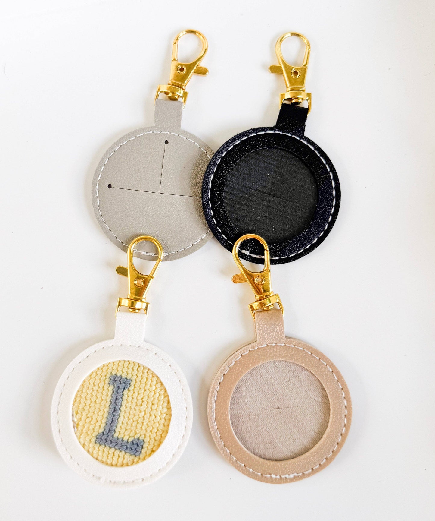 Needlepoint Self Finishing Key Fobs: Gray