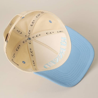 BLESSED Lettering Embroidery Baseball Cap: SKY BLUE