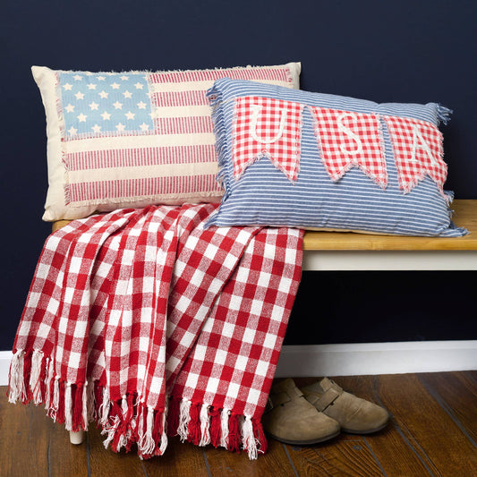 Vintage Americana Flag Pillow