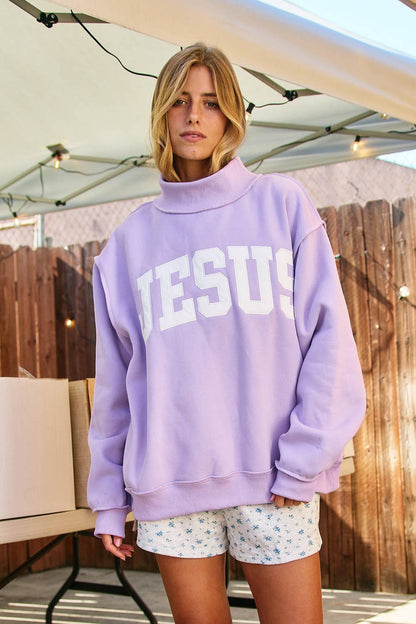 JESUS  Mock Neck Sweatshirt