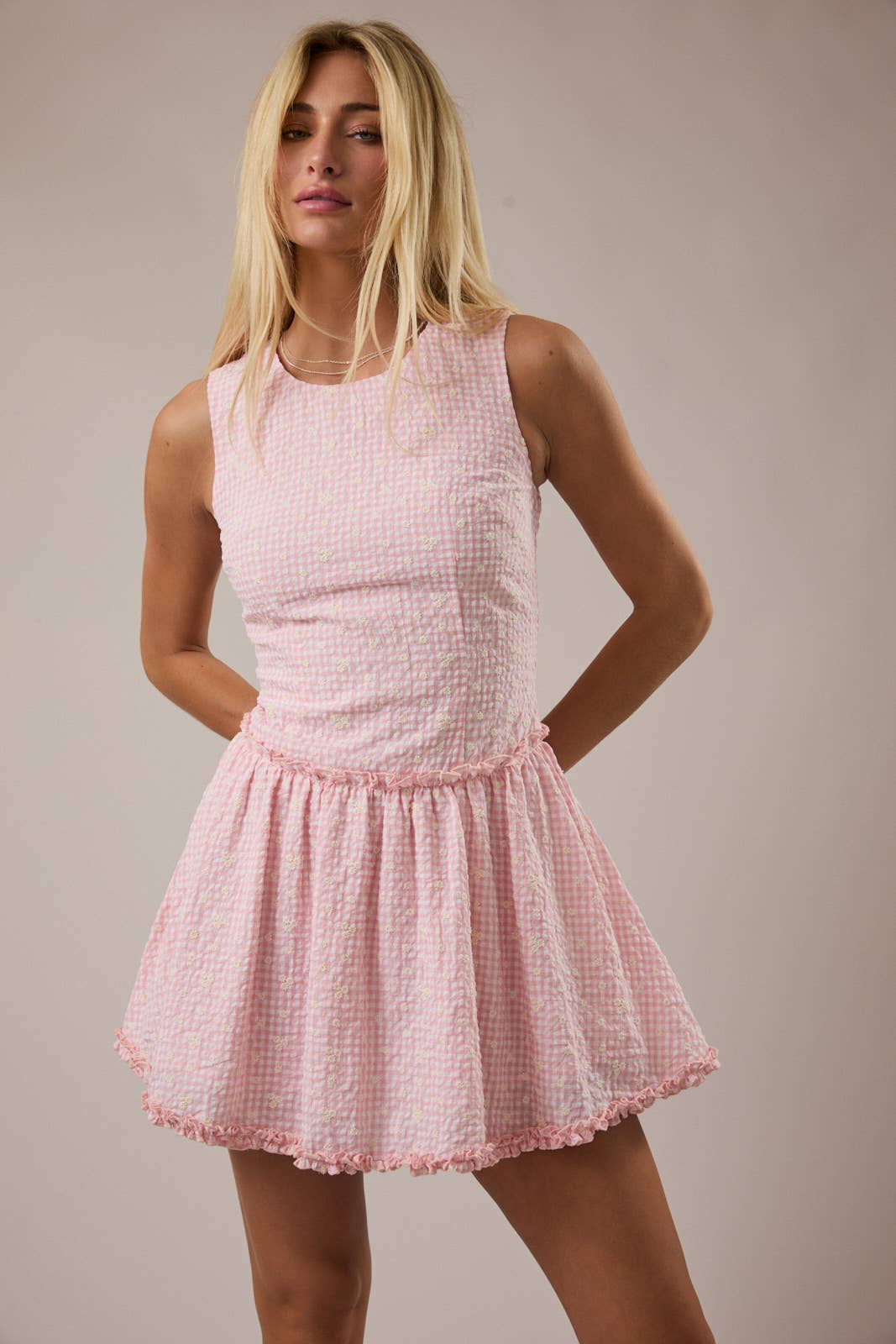 Blush Gingham Mini Dress