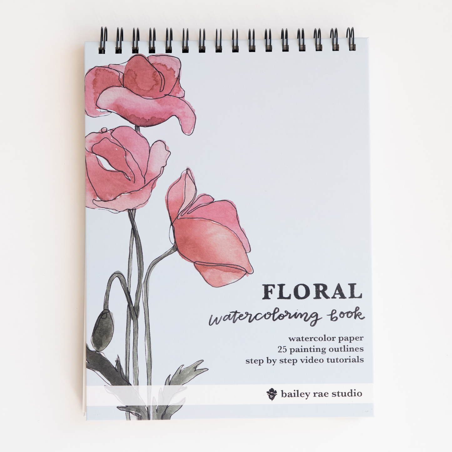 Floral Watercoloring Book - Outlines with Video Tutorials