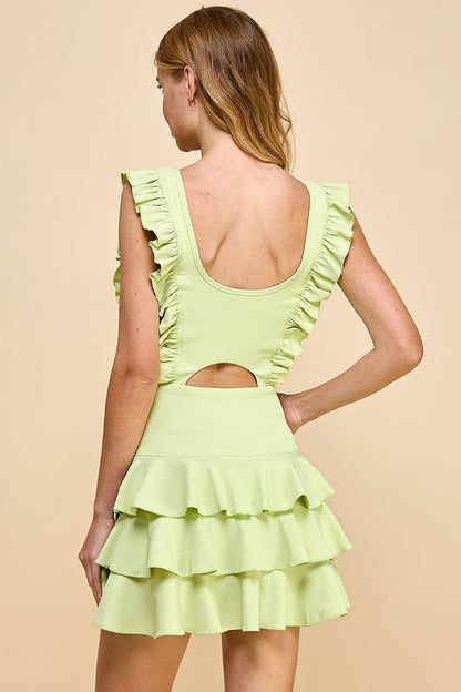 Key Lime Ruffle Skirt Athletic Dress