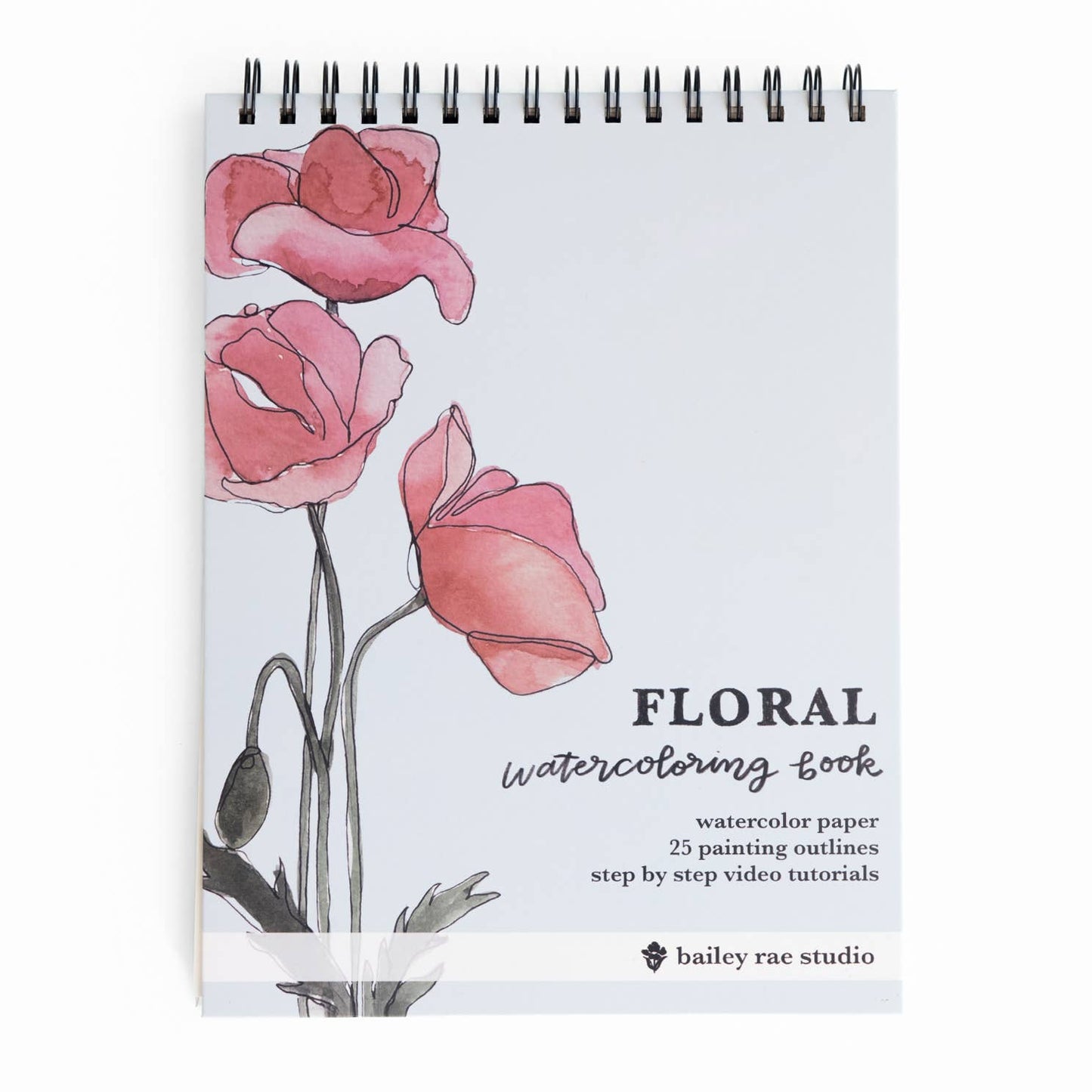 Floral Watercoloring Book - Outlines with Video Tutorials