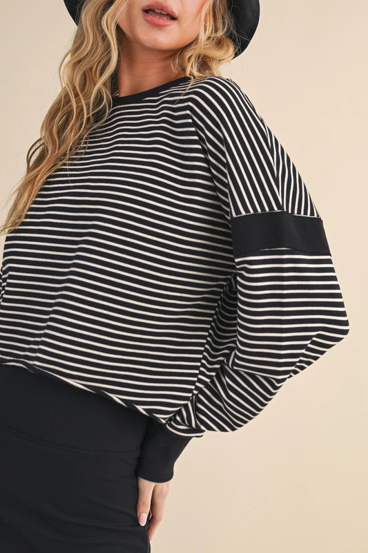 Striped Cutout Long Sleeve