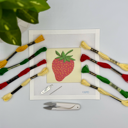 Strawberry Needlepoint Kit (on yellow background color)