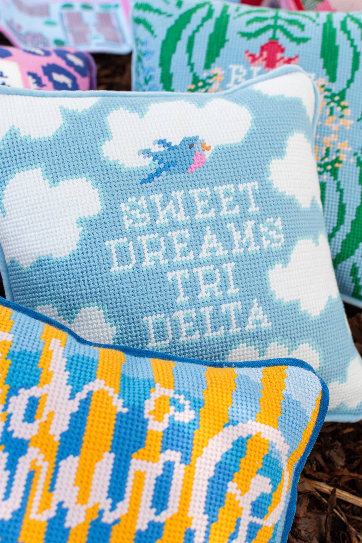 Sorority Needlepoint Pillow Alpha Gamma Delta