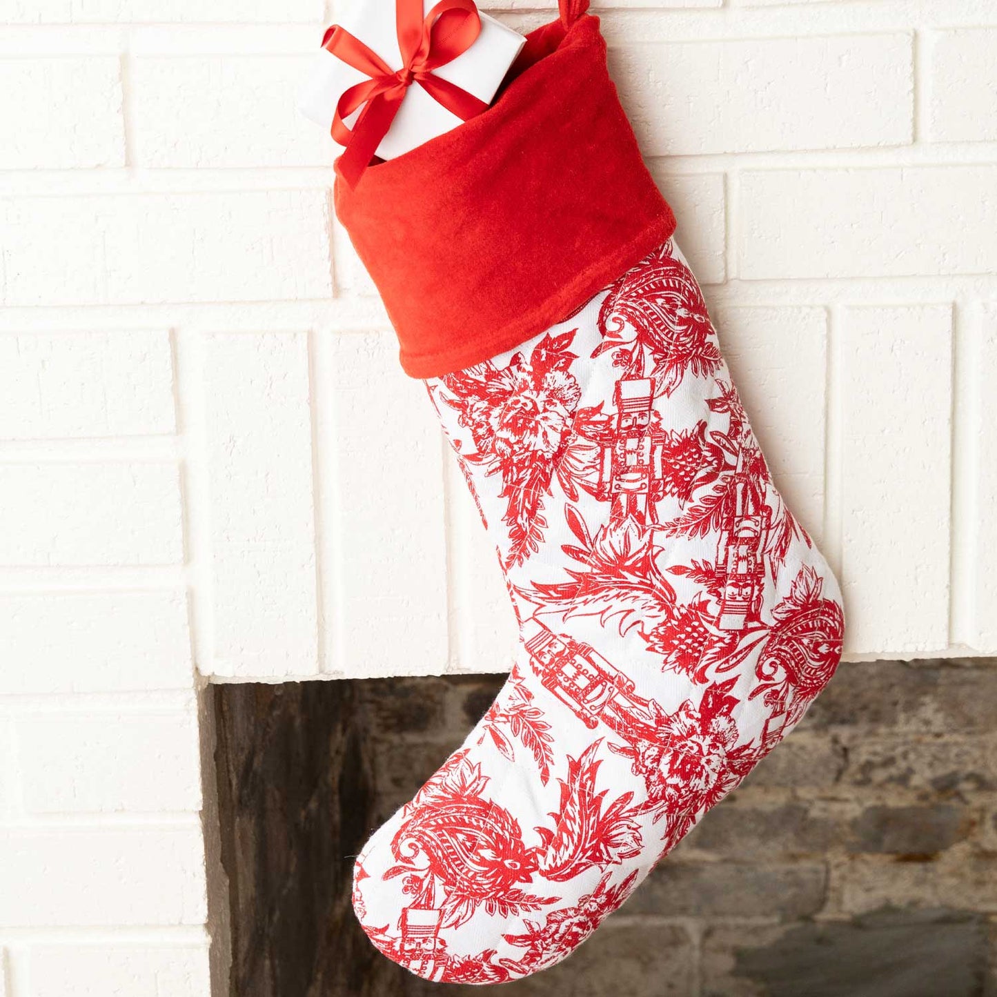 Nutcracker Toile Quilted Stocking