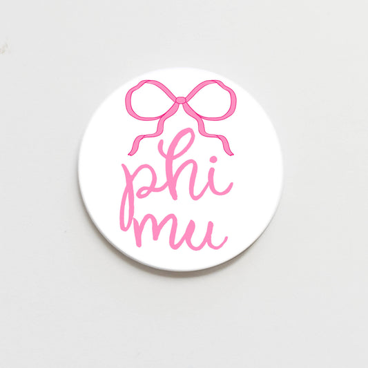Phi Mu Greek Bow Button