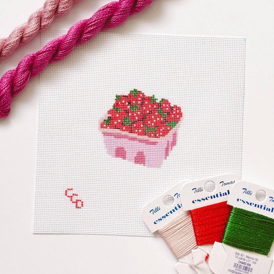 Strawberry Basket Canvas — 18 Mesh