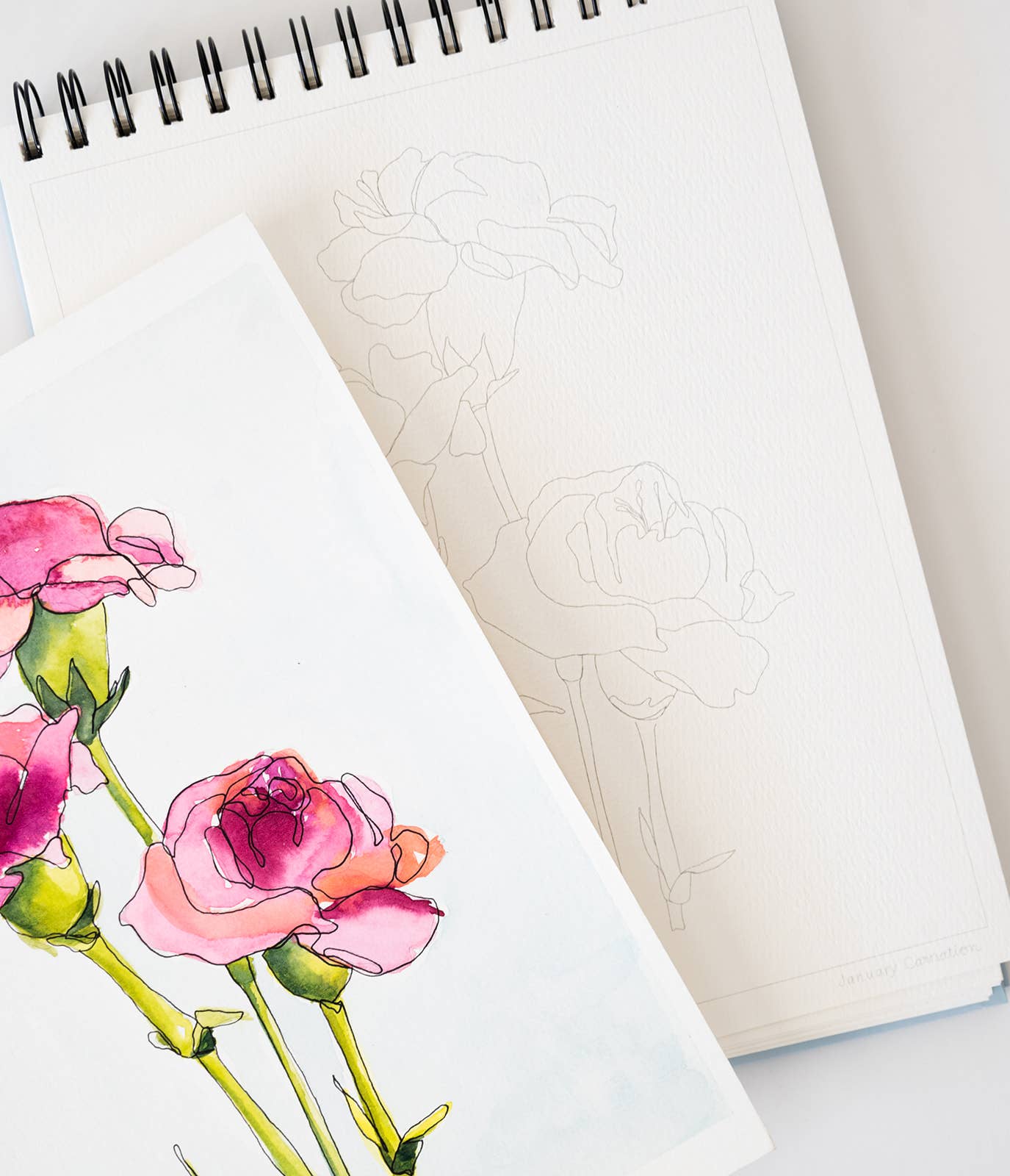 Floral Watercoloring Book - Outlines with Video Tutorials