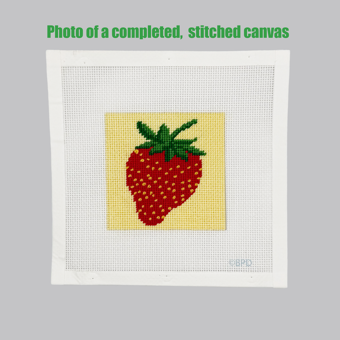 Strawberry Needlepoint Kit (on yellow background color)