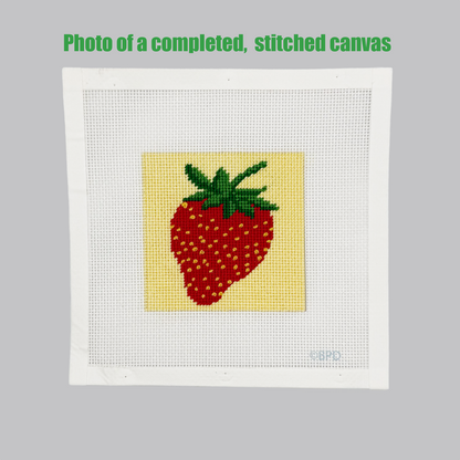 Strawberry Needlepoint Kit (on yellow background color)