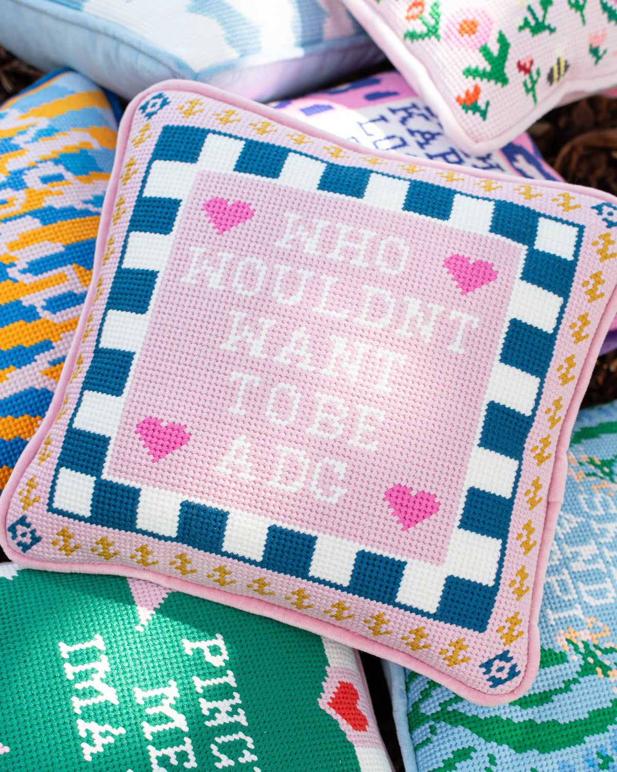 Sorority Needlepoint Pillow Alpha Gamma Delta