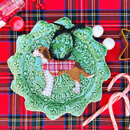 Preppy Tartan Foxhound Ornament