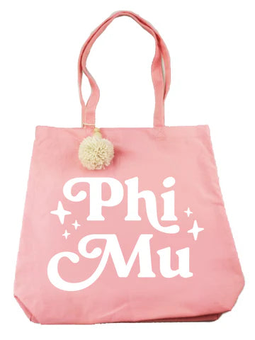 Greek Pom Pom Tote Bag