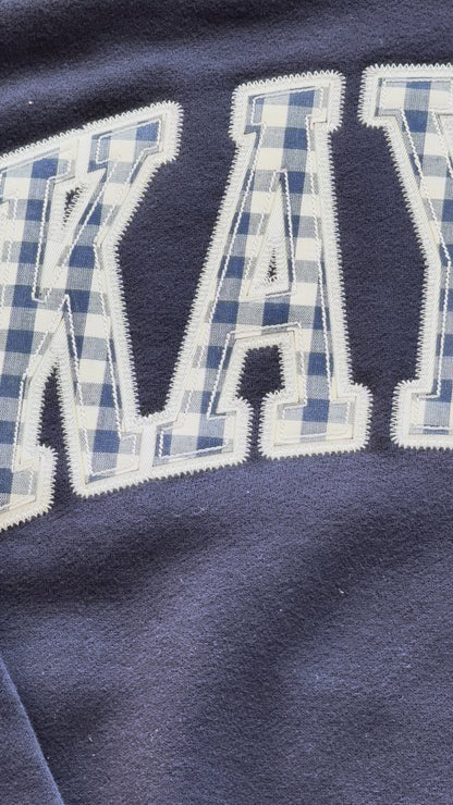 Gingham Greek Mockneck