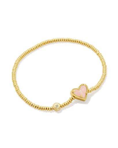 ARI HEART STRETCH BRACELET GOLD ROSE QUARTZ