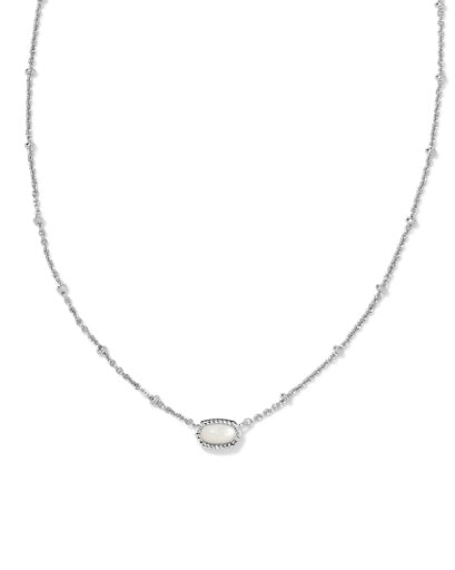 MINI ELISA SATELLITE SHORT PENDANT NECKLACESILVER IVORY MOTHER OF PEARL