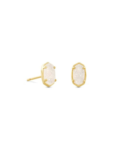 EMILIE STUD EARRINGSGOLD IRIDESCENT DRUSY